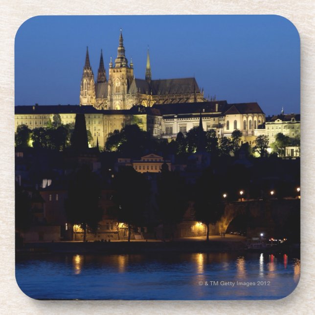 Nighttime in Prague, Czech Republic Coaster (Front)