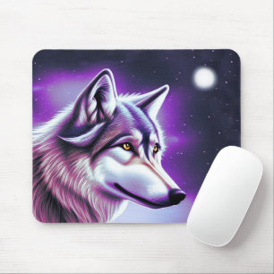 Nighttime Mystical Wolf Mouse Pad