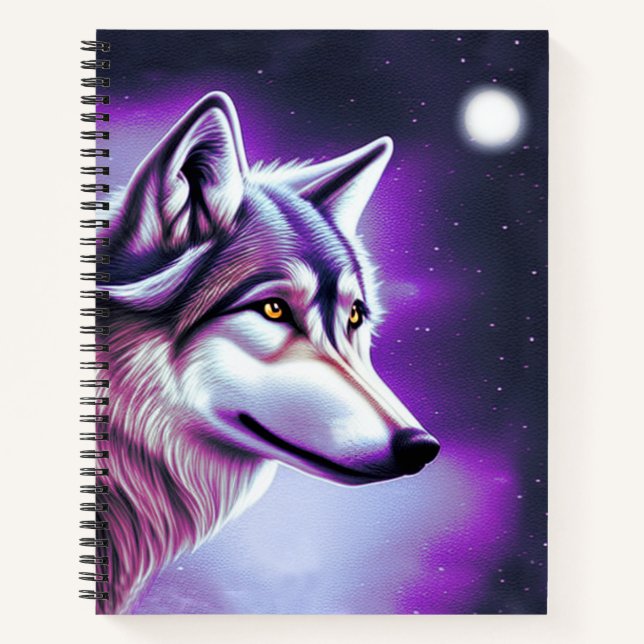 Nighttime Mystical Wolf Notebook (Front)