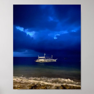 Nighttime seascape.  poster
