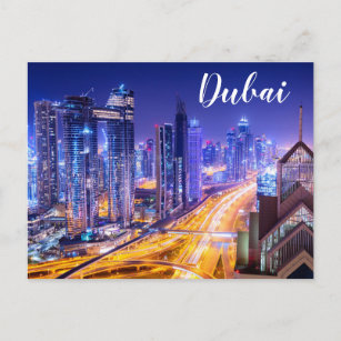 Nighttime Skyline Dubai United Arab Emirates  Postcard