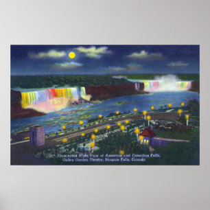 Nighttime View of Oakes Garden Theatre and Poster