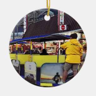 Nighttime View of Wildwood Tram Seen from Rear Ceramic Ornament