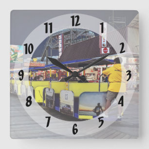 Nighttime View of Wildwood Tram Seen from Rear Square Wall Clock