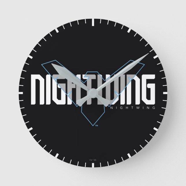 Nightwing Hi-Tech Name Graphic Round Clock (Front)