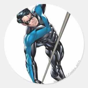 Nightwing with rope classic round sticker