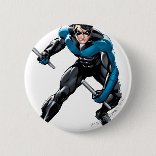 Nightwing with Weapons 6 Cm Round Badge