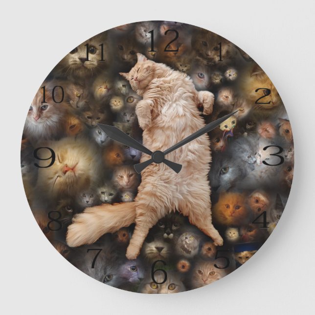 Nighty Nighty Kitty Cat,   Large Clock (Front)