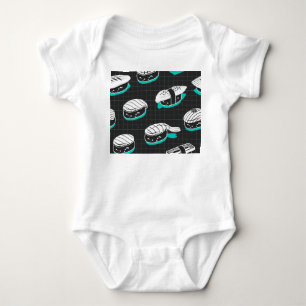 Nigiri Sushi Vintage Sketch Pattern Baby Bodysuit