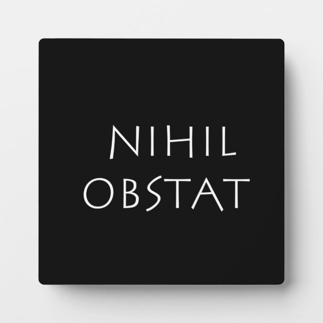 Nihil obstat plaque (Front)