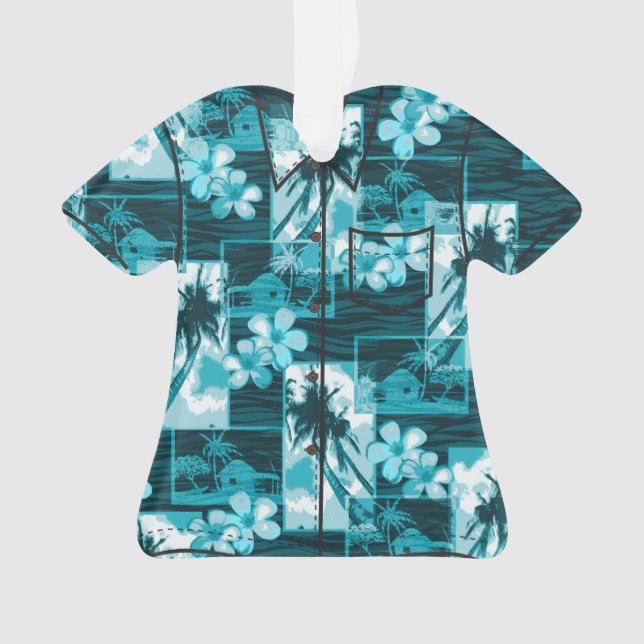 Niihau Island Hawaiian Plumeria Aloha Shirt Ornament (Front)