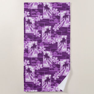Niihau Island Hawaiian Plumeria and Palm Tree Beach Towel