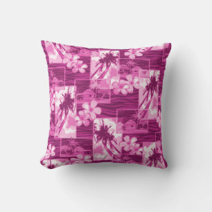 Niihau Island Hawaiian Plumeria and Palm Tree Cushion