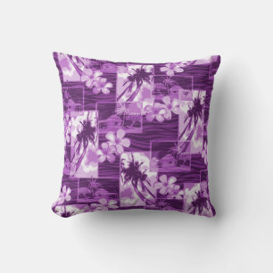 Niihau Island Hawaiian Plumeria and Palm Tree Cushion