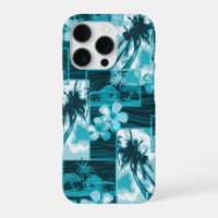 Niihau Island Hawaiian Plumeria Palm Tree Teal