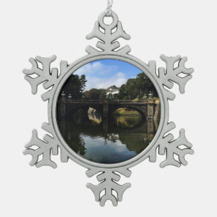 Nijubashi Bridge, Tokyo Imperial Palace #1 Snowflake Pewter Christmas Ornament