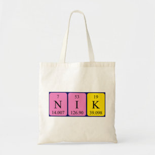Nik periodic table name tote bag