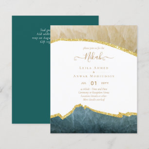 NIKAH - Agate Gold BUDGET Wedding Invitations