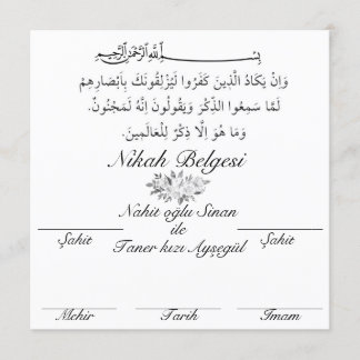 Nikah belgesi invitation