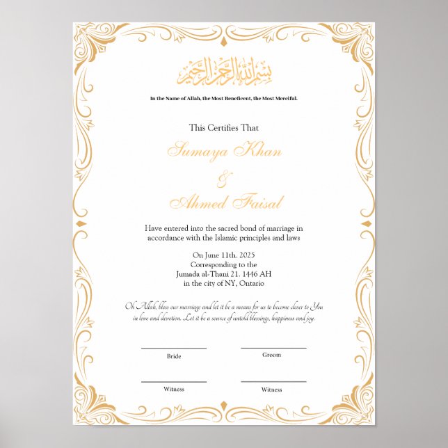 Nikah contract poster (Front)