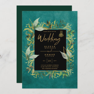NIKAH - Emerald Green Gold ISLAMIC Wedding Invite