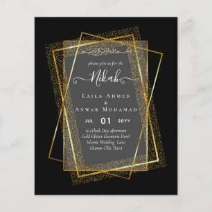 NIKAH Gold Frame Bismillah Islamic Wedding Invites Flyer