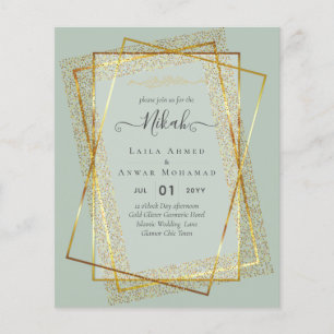 NIKAH Gold Frame Bismillah Islamic Wedding Invites Flyer