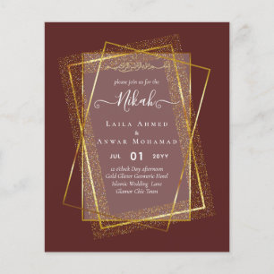 NIKAH Gold Frame Bismillah Islamic Wedding Invites Flyer
