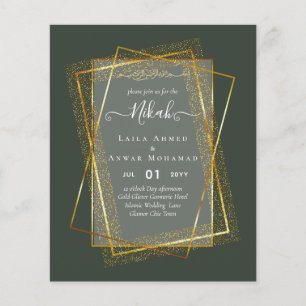 NIKAH Gold Frame Bismillah Islamic Wedding Invites Flyer