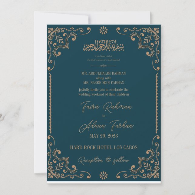nikah invitation, muslim invitation (Front)