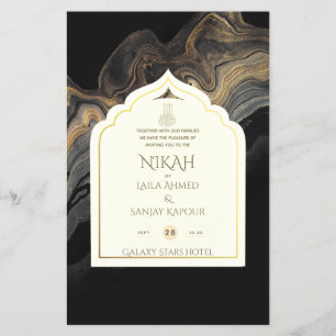 NIKAH - Ornate Islamic Mosque Black Gold Wedding F Flyer