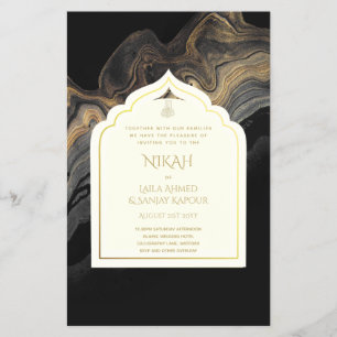 NIKAH - Ornate Islamic Mosque Black Gold Wedding Flyer