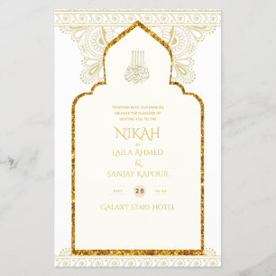 NIKAH - Ornate Islamic Mosque Gold Wedding Flyer