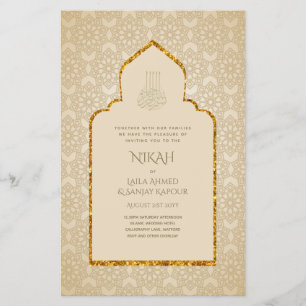NIKAH - Ornate Islamic Mosque Gold Wedding Flyer