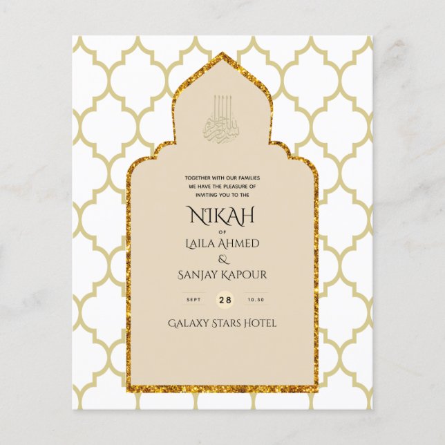 NIKAH - Ornate Islamic Mosque Gold Wedding Flyer (Front)