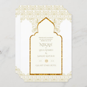 NIKAH - Ornate Islamic Mosque Gold Wedding Invitat Invitation