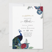 NIKAH Peacock Floral Walimah Islamic Wedding Invit