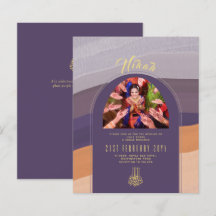 NIKAH Plum Gold PHOTO Wedding Invitation