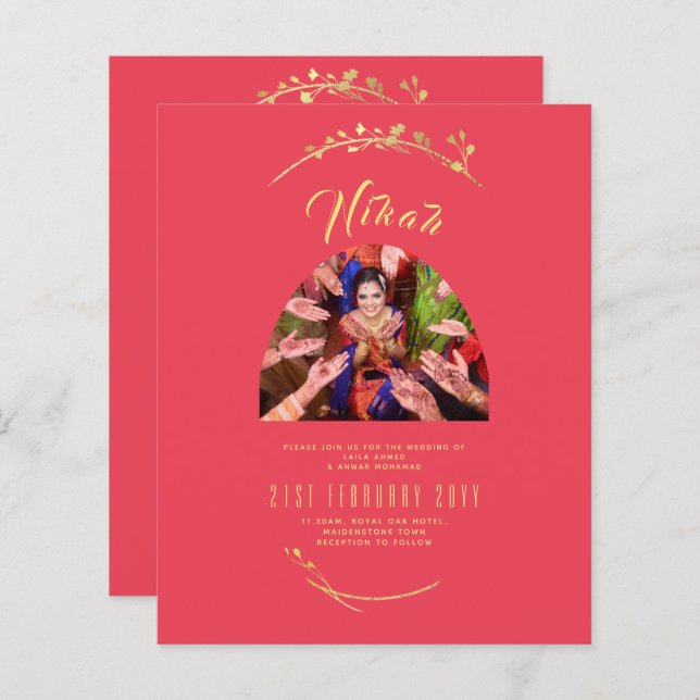 NIKAH Red Gold Photo Wedding Engagement (Front/Back)