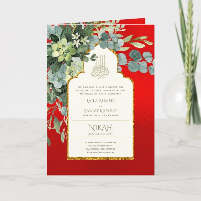 Nikah Walimah Wedding Invitation Program RSVP (Front)