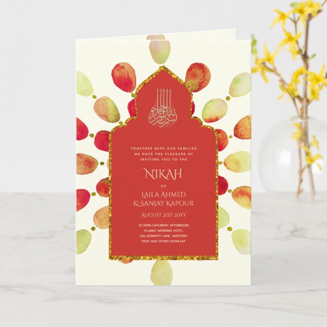 Nikah Walimah Wedding Invitation Program RSVP (Yellow Flower)