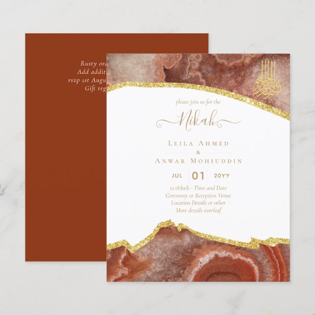 NIKAH Wedding Invitations Modern Sparkle (Front/Back)