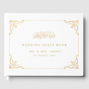 Nikah White Gold Islamic Muslim Wedding Guest Book