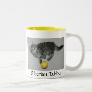 Nikarl Tabby Siberian Kitten on Mug... Two-Tone Coffee Mug