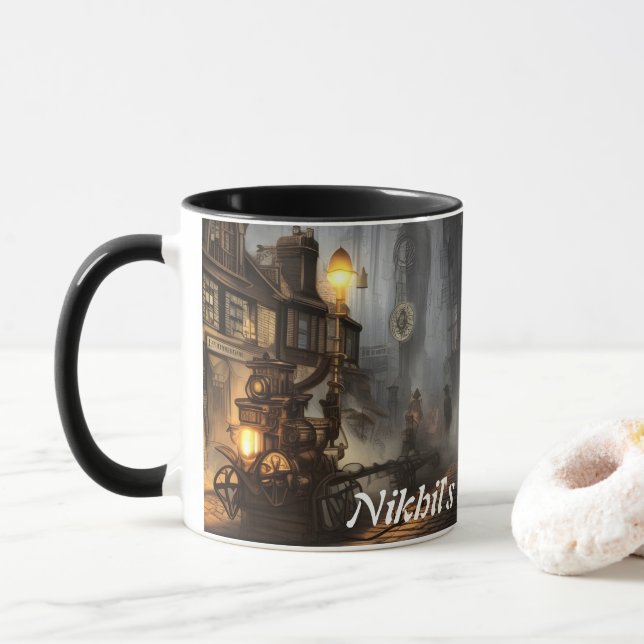 Nikhil's Morning Tea Personalised Customisable Mug (With Donut)
