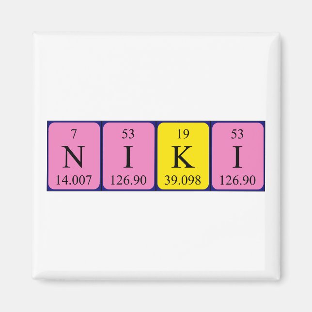 Niki periodic table name magnet (Front)