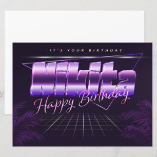 Nikita Name Vorname lila retro Karte Geburtstag Card