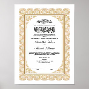 Nikkah Certificate for Muslim Islamic Wedding Poster