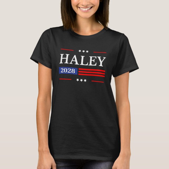 Nikki Haley 2028 American Flag USA Flag T-Shirt (Front)