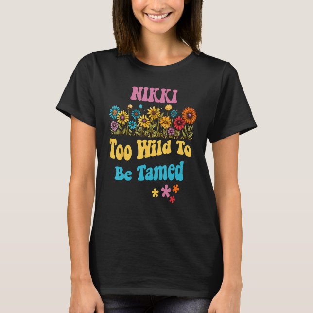 NIKKI Name Cute Retro Girls Wildflower NIKKI Name T-Shirt (Front)